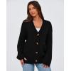 imagePRETTYGARDEN Womens Cardigan Sweaters Long Sleeve Open Front Button Up V Neck Ribbed Knit Winter Sweater JacketsBlack