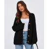 imagePRETTYGARDEN Womens Cardigan Sweaters Long Sleeve Open Front Button Up V Neck Ribbed Knit Winter Sweater JacketsBlack
