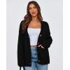 imagePRETTYGARDEN Womens Cardigan Sweaters Long Sleeve Open Front Button Up V Neck Ribbed Knit Winter Sweater JacketsBlack