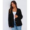 imagePRETTYGARDEN Womens Cardigan Sweaters Long Sleeve Open Front Button Up V Neck Ribbed Knit Winter Sweater JacketsBlack