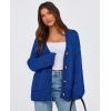 imagePRETTYGARDEN Womens Cardigan Sweaters Long Sleeve Open Front Button Up V Neck Ribbed Knit Winter Sweater JacketsBright Blue