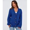 imagePRETTYGARDEN Womens Cardigan Sweaters Long Sleeve Open Front Button Up V Neck Ribbed Knit Winter Sweater JacketsBright Blue