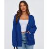 imagePRETTYGARDEN Womens Cardigan Sweaters Long Sleeve Open Front Button Up V Neck Ribbed Knit Winter Sweater JacketsBright Blue