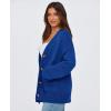 imagePRETTYGARDEN Womens Cardigan Sweaters Long Sleeve Open Front Button Up V Neck Ribbed Knit Winter Sweater JacketsBright Blue