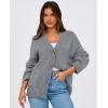 imagePRETTYGARDEN Womens Cardigan Sweaters Long Sleeve Open Front Button Up V Neck Ribbed Knit Winter Sweater JacketsGrey