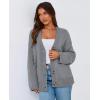 imagePRETTYGARDEN Womens Cardigan Sweaters Long Sleeve Open Front Button Up V Neck Ribbed Knit Winter Sweater JacketsGrey