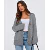 imagePRETTYGARDEN Womens Cardigan Sweaters Long Sleeve Open Front Button Up V Neck Ribbed Knit Winter Sweater JacketsGrey