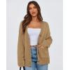 imagePRETTYGARDEN Womens Cardigan Sweaters Long Sleeve Open Front Button Up V Neck Ribbed Knit Winter Sweater JacketsKhaki