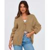 imagePRETTYGARDEN Womens Cardigan Sweaters Long Sleeve Open Front Button Up V Neck Ribbed Knit Winter Sweater JacketsKhaki