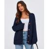 imagePRETTYGARDEN Womens Cardigan Sweaters Long Sleeve Open Front Button Up V Neck Ribbed Knit Winter Sweater JacketsNavy