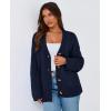 imagePRETTYGARDEN Womens Cardigan Sweaters Long Sleeve Open Front Button Up V Neck Ribbed Knit Winter Sweater JacketsNavy