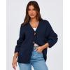 imagePRETTYGARDEN Womens Cardigan Sweaters Long Sleeve Open Front Button Up V Neck Ribbed Knit Winter Sweater JacketsNavy