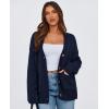 imagePRETTYGARDEN Womens Cardigan Sweaters Long Sleeve Open Front Button Up V Neck Ribbed Knit Winter Sweater JacketsNavy
