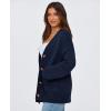 imagePRETTYGARDEN Womens Cardigan Sweaters Long Sleeve Open Front Button Up V Neck Ribbed Knit Winter Sweater JacketsNavy