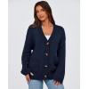 imagePRETTYGARDEN Womens Cardigan Sweaters Long Sleeve Open Front Button Up V Neck Ribbed Knit Winter Sweater JacketsNavy