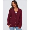 imagePRETTYGARDEN Womens Cardigan Sweaters Long Sleeve Open Front Button Up V Neck Ribbed Knit Winter Sweater JacketsWine Red