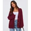 imagePRETTYGARDEN Womens Cardigan Sweaters Long Sleeve Open Front Button Up V Neck Ribbed Knit Winter Sweater JacketsWine Red