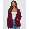 imagePRETTYGARDEN Womens Cardigan Sweaters Long Sleeve Open Front Button Up V Neck Ribbed Knit Winter Sweater JacketsWine Red
