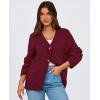 imagePRETTYGARDEN Womens Cardigan Sweaters Long Sleeve Open Front Button Up V Neck Ribbed Knit Winter Sweater JacketsWine Red