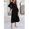 imagePRETTYGARDEN Womens Spring Fall Maxi Dress Long Sleeve V Neck Tiered Ruffle Flowy A Line Cocktail Party DressesBlack