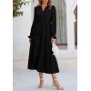 imagePRETTYGARDEN Womens Spring Fall Maxi Dress Long Sleeve V Neck Tiered Ruffle Flowy A Line Cocktail Party DressesBlack