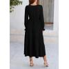 imagePRETTYGARDEN Womens Spring Fall Maxi Dress Long Sleeve V Neck Tiered Ruffle Flowy A Line Cocktail Party DressesBlack