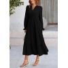 imagePRETTYGARDEN Womens Spring Fall Maxi Dress Long Sleeve V Neck Tiered Ruffle Flowy A Line Cocktail Party DressesBlack