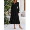 imagePRETTYGARDEN Womens Spring Fall Maxi Dress Long Sleeve V Neck Tiered Ruffle Flowy A Line Cocktail Party DressesBlack