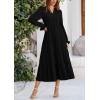 imagePRETTYGARDEN Womens Spring Fall Maxi Dress Long Sleeve V Neck Tiered Ruffle Flowy A Line Cocktail Party DressesBlack