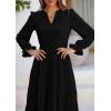 imagePRETTYGARDEN Womens Spring Fall Maxi Dress Long Sleeve V Neck Tiered Ruffle Flowy A Line Cocktail Party DressesBlack