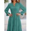 imagePRETTYGARDEN Womens Spring Fall Maxi Dress Long Sleeve V Neck Tiered Ruffle Flowy A Line Cocktail Party DressesBlue Green