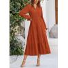 imagePRETTYGARDEN Womens Spring Fall Maxi Dress Long Sleeve V Neck Tiered Ruffle Flowy A Line Cocktail Party DressesBrick Red