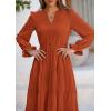 imagePRETTYGARDEN Womens Spring Fall Maxi Dress Long Sleeve V Neck Tiered Ruffle Flowy A Line Cocktail Party DressesBrick Red