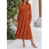 imagePRETTYGARDEN Womens Spring Fall Maxi Dress Long Sleeve V Neck Tiered Ruffle Flowy A Line Cocktail Party DressesBrick Red
