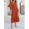 imagePRETTYGARDEN Womens Spring Fall Maxi Dress Long Sleeve V Neck Tiered Ruffle Flowy A Line Cocktail Party DressesBrick Red