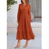 imagePRETTYGARDEN Womens Spring Fall Maxi Dress Long Sleeve V Neck Tiered Ruffle Flowy A Line Cocktail Party DressesBrick Red