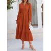 imagePRETTYGARDEN Womens Spring Fall Maxi Dress Long Sleeve V Neck Tiered Ruffle Flowy A Line Cocktail Party DressesBrick Red