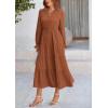 imagePRETTYGARDEN Womens Spring Fall Maxi Dress Long Sleeve V Neck Tiered Ruffle Flowy A Line Cocktail Party DressesBrown