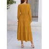 imagePRETTYGARDEN Womens Spring Fall Maxi Dress Long Sleeve V Neck Tiered Ruffle Flowy A Line Cocktail Party DressesBrown Yellow