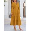 imagePRETTYGARDEN Womens Spring Fall Maxi Dress Long Sleeve V Neck Tiered Ruffle Flowy A Line Cocktail Party DressesBrown Yellow
