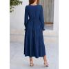 imagePRETTYGARDEN Womens Spring Fall Maxi Dress Long Sleeve V Neck Tiered Ruffle Flowy A Line Cocktail Party DressesDark Blue