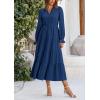 imagePRETTYGARDEN Womens Spring Fall Maxi Dress Long Sleeve V Neck Tiered Ruffle Flowy A Line Cocktail Party DressesDark Blue