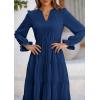 imagePRETTYGARDEN Womens Spring Fall Maxi Dress Long Sleeve V Neck Tiered Ruffle Flowy A Line Cocktail Party DressesDark Blue