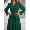 imagePRETTYGARDEN Womens Spring Fall Maxi Dress Long Sleeve V Neck Tiered Ruffle Flowy A Line Cocktail Party DressesDark Green
