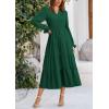 imagePRETTYGARDEN Womens Spring Fall Maxi Dress Long Sleeve V Neck Tiered Ruffle Flowy A Line Cocktail Party DressesDark Green