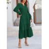 imagePRETTYGARDEN Womens Spring Fall Maxi Dress Long Sleeve V Neck Tiered Ruffle Flowy A Line Cocktail Party DressesDark Green
