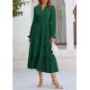 imagePRETTYGARDEN Womens Spring Fall Maxi Dress Long Sleeve V Neck Tiered Ruffle Flowy A Line Cocktail Party DressesDark Green