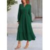 imagePRETTYGARDEN Womens Spring Fall Maxi Dress Long Sleeve V Neck Tiered Ruffle Flowy A Line Cocktail Party DressesDark Green