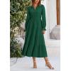 imagePRETTYGARDEN Womens Spring Fall Maxi Dress Long Sleeve V Neck Tiered Ruffle Flowy A Line Cocktail Party DressesDark Green