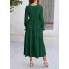 imagePRETTYGARDEN Womens Spring Fall Maxi Dress Long Sleeve V Neck Tiered Ruffle Flowy A Line Cocktail Party DressesDark Green